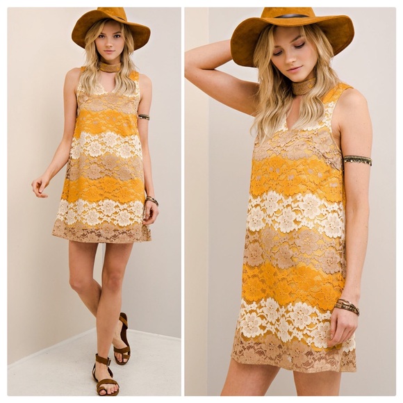 entro Dresses & Skirts - Entro Boho Mod Vintage Style 70's Lace Dress